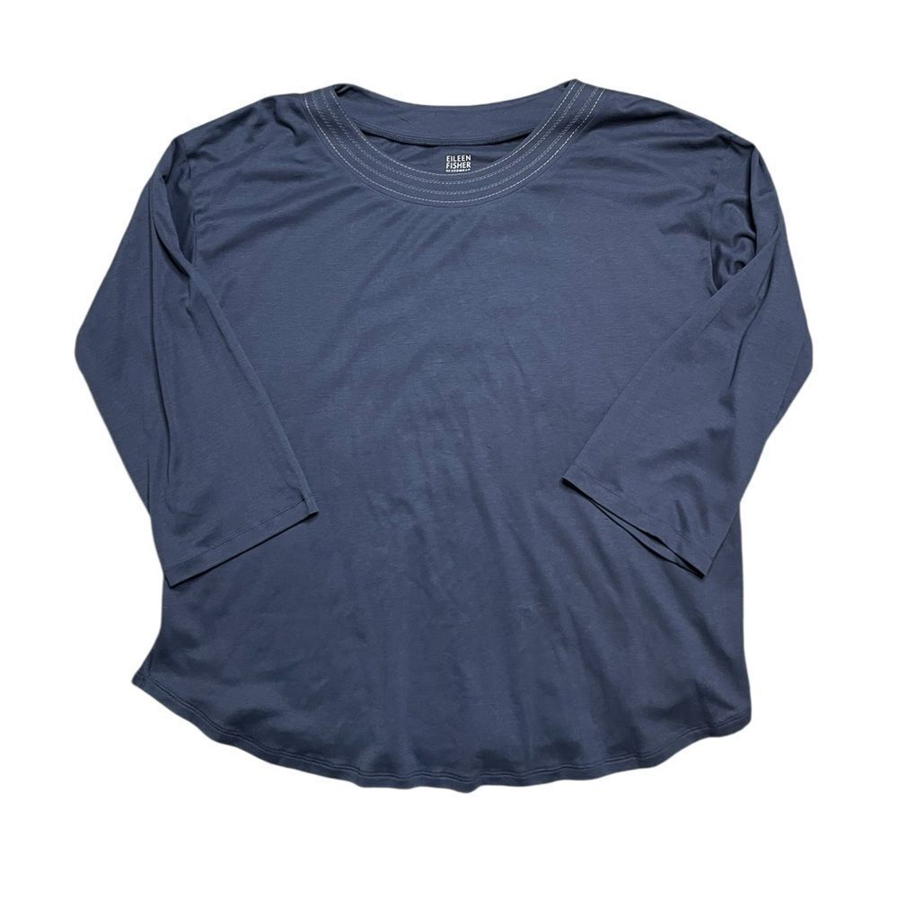 NWOT EILEEN FISHER by GARNET HILL Pima Cotton Sleep Shirt Navy Size Medium